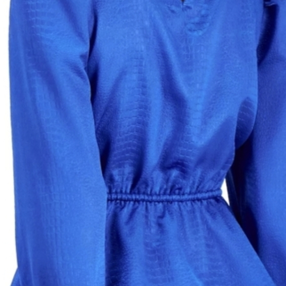 INC Cobalt Blue Peplum Ruffled Top - Picture 5 of 9